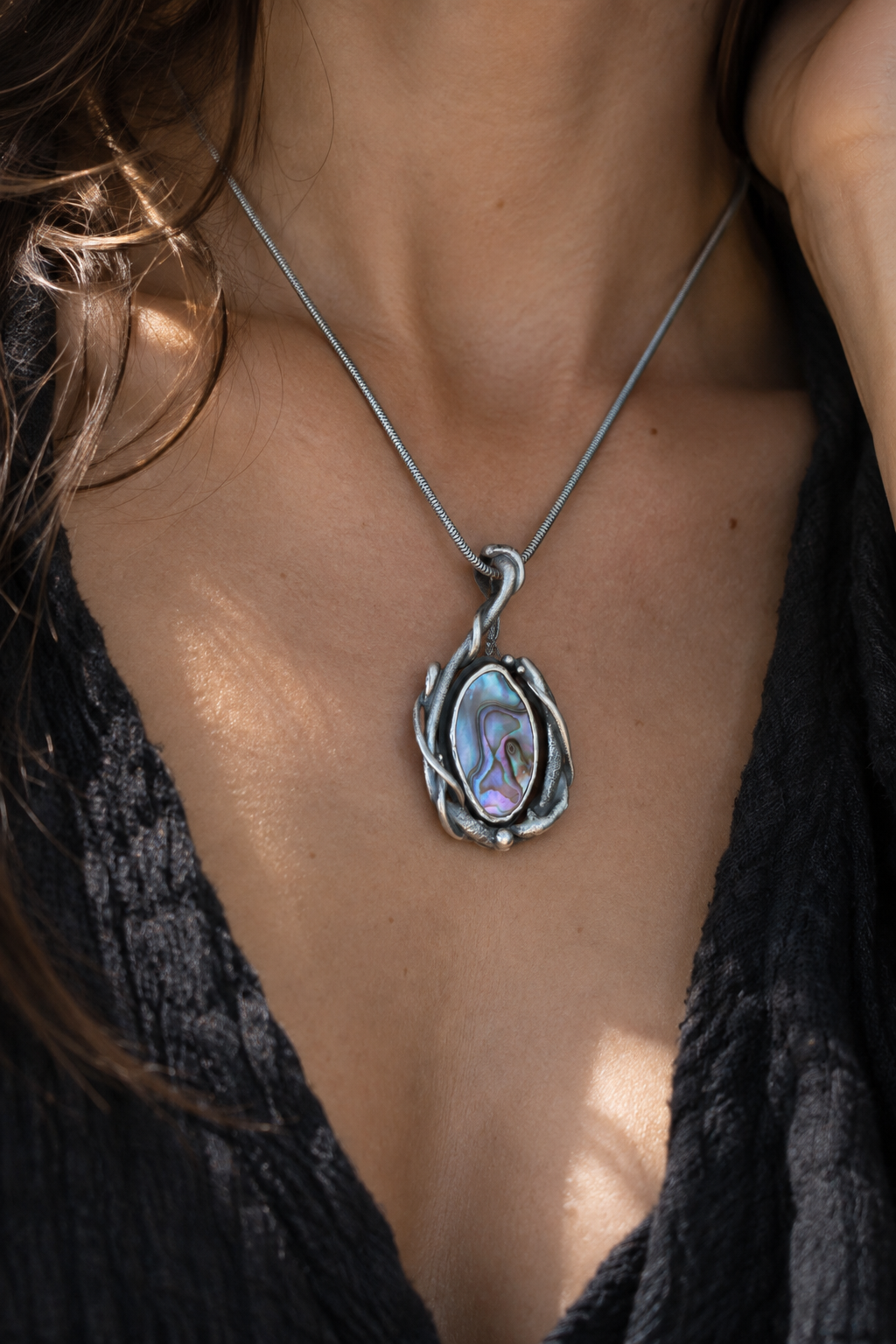 AURA MARELIA Anhänger • Designer Silberanhänger 925 mit Paua · Unikat
