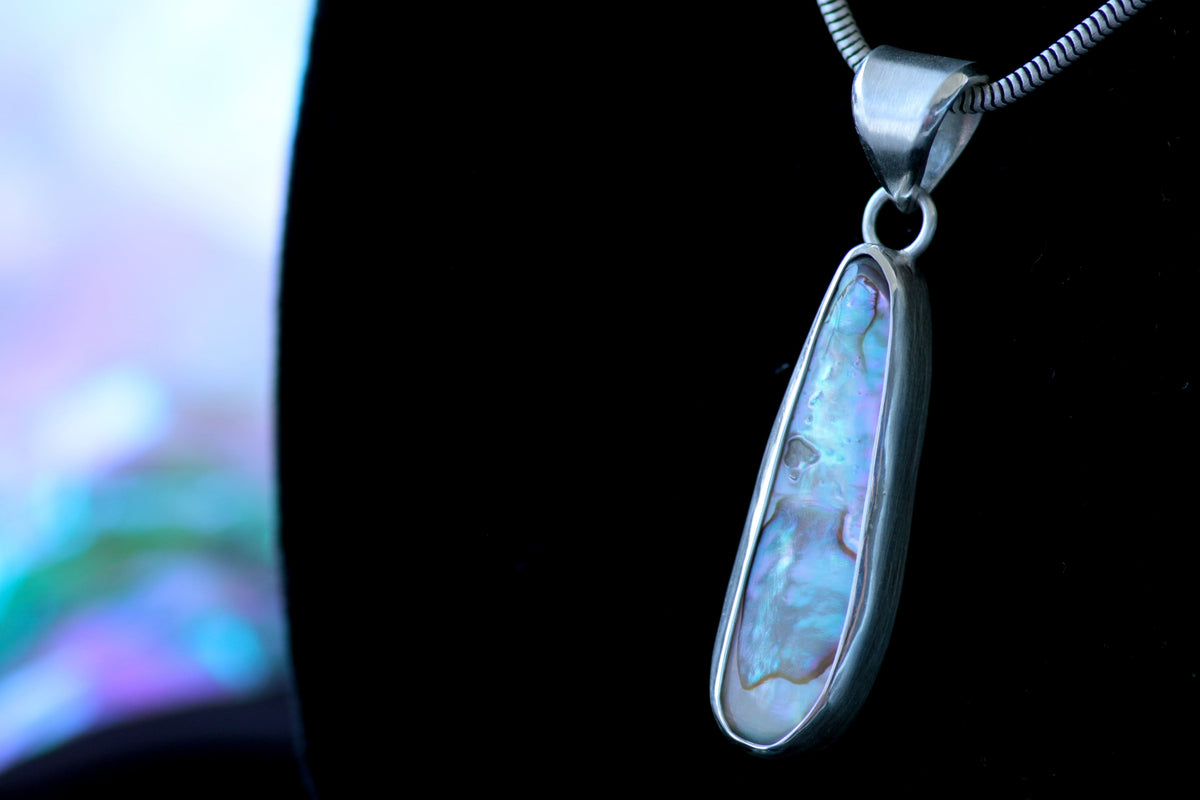 AURA CALISTA • Designer Silberanhänger 925 mit Paua Muschel · Unikat