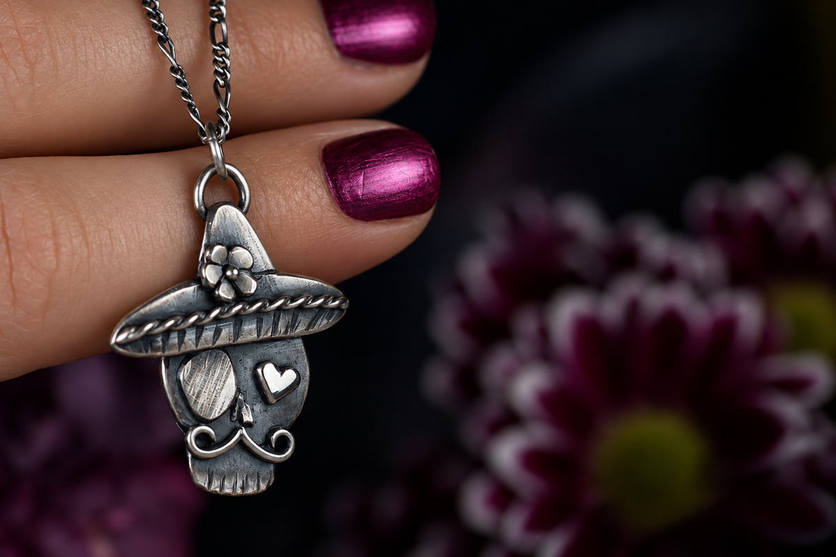 DON CALAVERA · Sugar Skull Totenkopf-Anhänger mit Sombrero · Silber 925 · VORVERKAUF