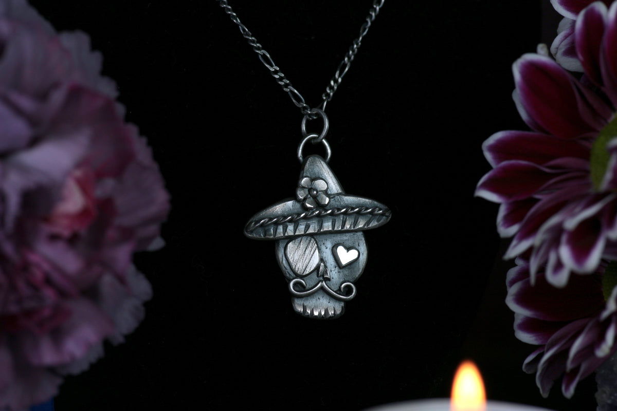 DON CALAVERA · Sugar Skull Totenkopf-Anhänger mit Sombrero · Silber 925 · VORVERKAUF