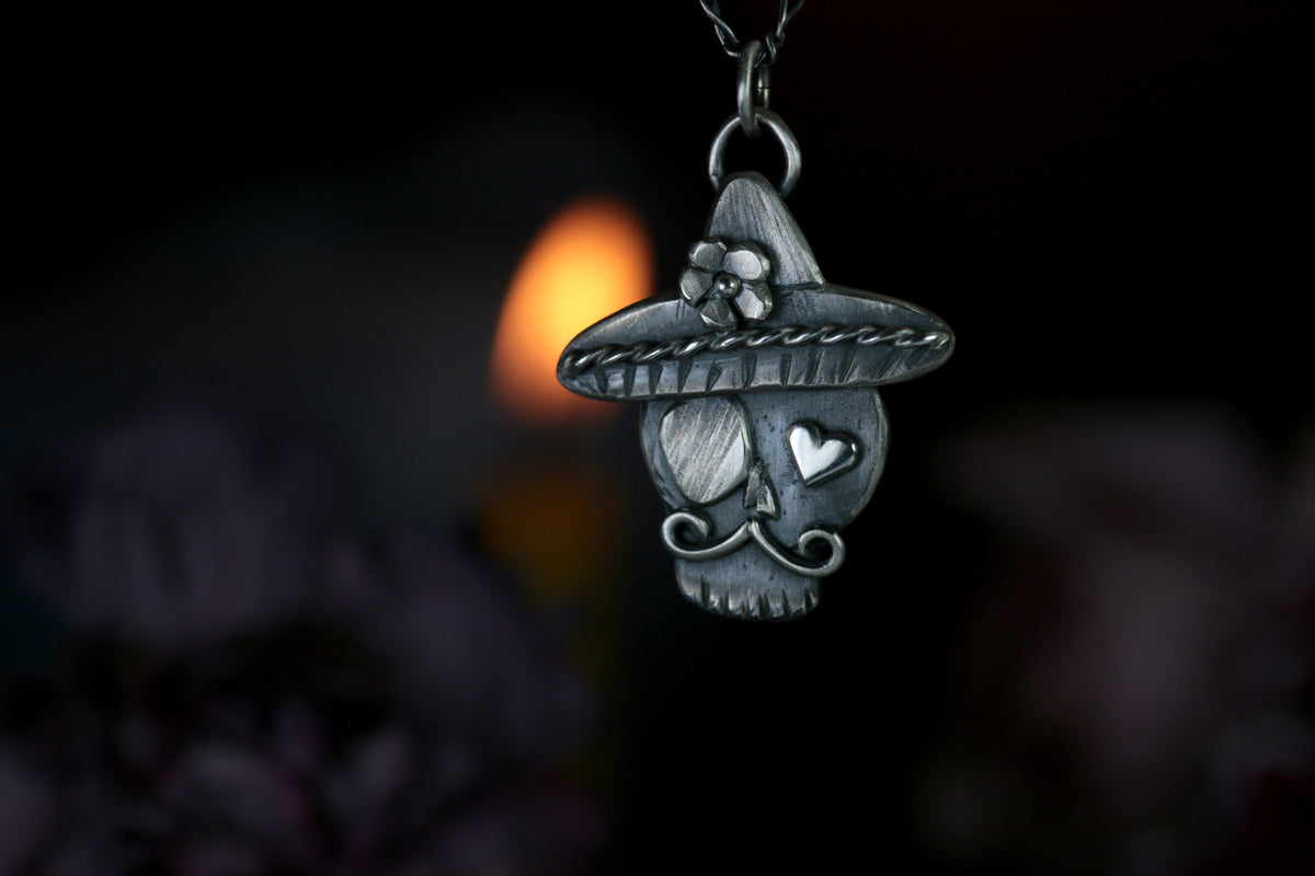 DON CALAVERA · Sugar Skull Totenkopf-Anhänger mit Sombrero · Silber 925 · VORVERKAUF