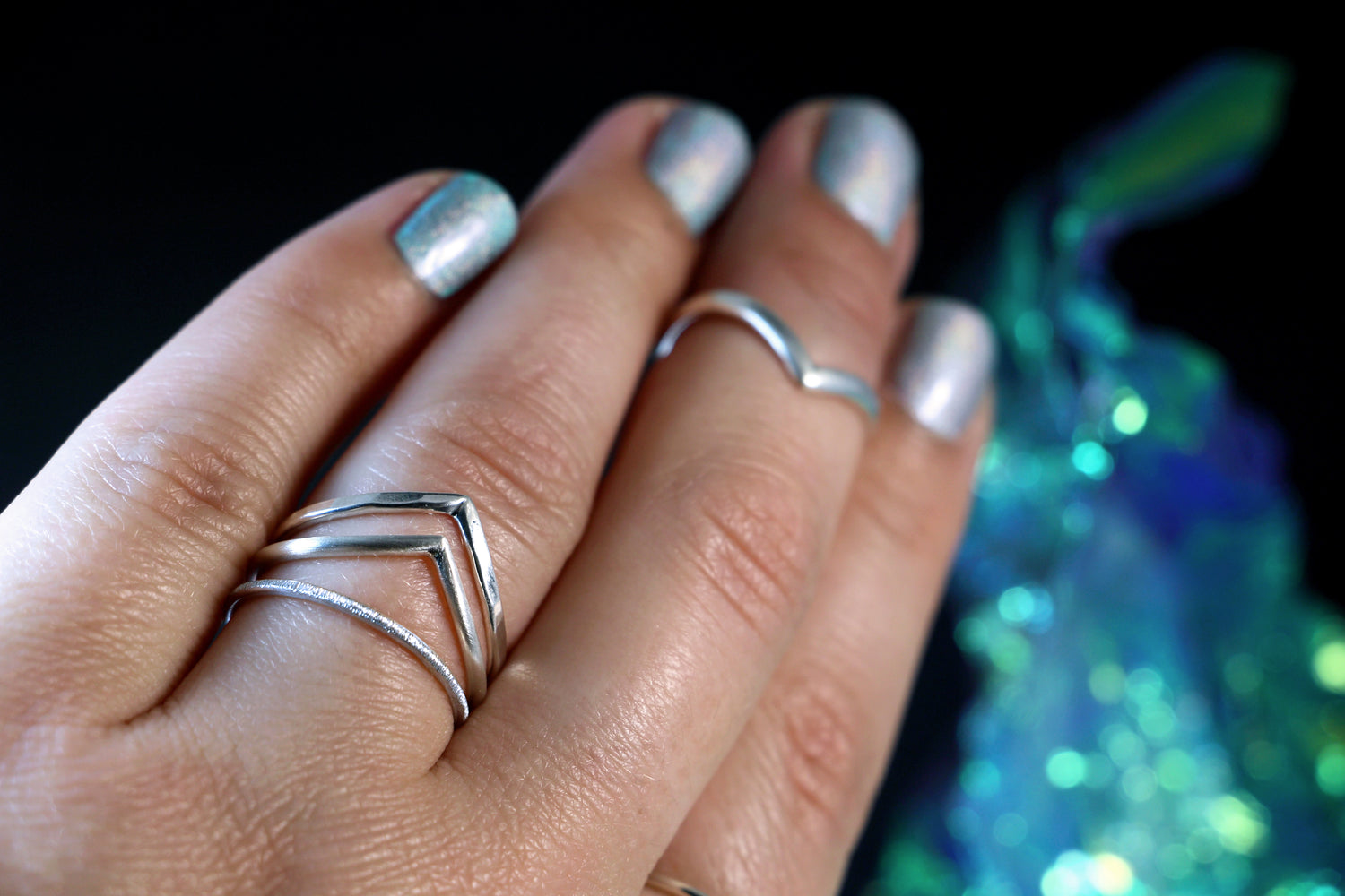 SILVER TIDES Boho Ring-Set aus 925er Silber · Handgefertigtes 3er-Set mit einzigartigen Texturen für einen individuellen, eleganten Look