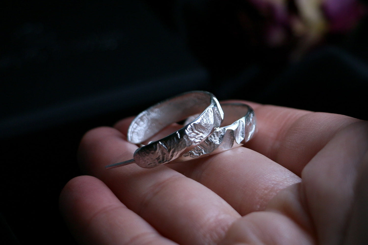 CELIA Texturierte, breite Designer-Creolen · aus Silber 925 oder 14k Massiv-Gold