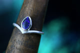 LACRIMA INDIGO Black Opal Ring aus Silber 925 · Ringgrösse EU 50 - 51