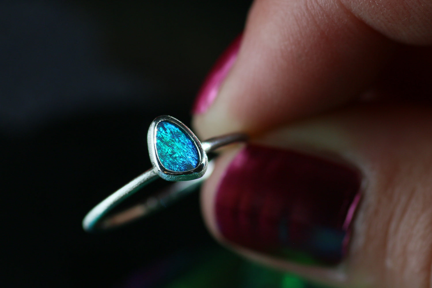 PAON Opal Ring aus Silber 925 · Ringgrösse EU 51-52