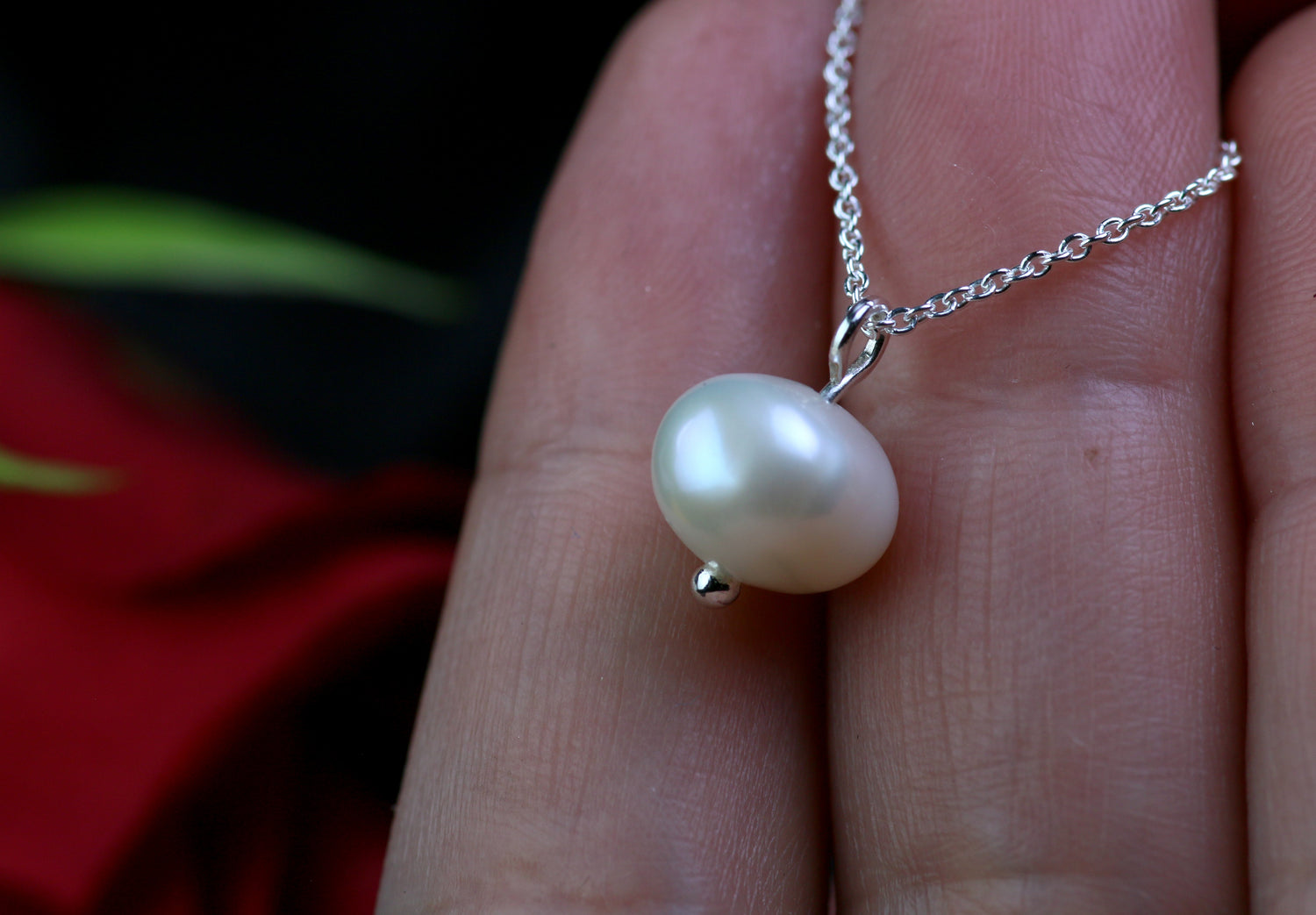 PERLA Ankerkette Silber 925 mit süssem Perlen-Anhänger