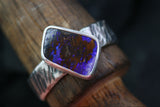 NAMIR PURPURA Silberring mit australischem Opal · EU 66
