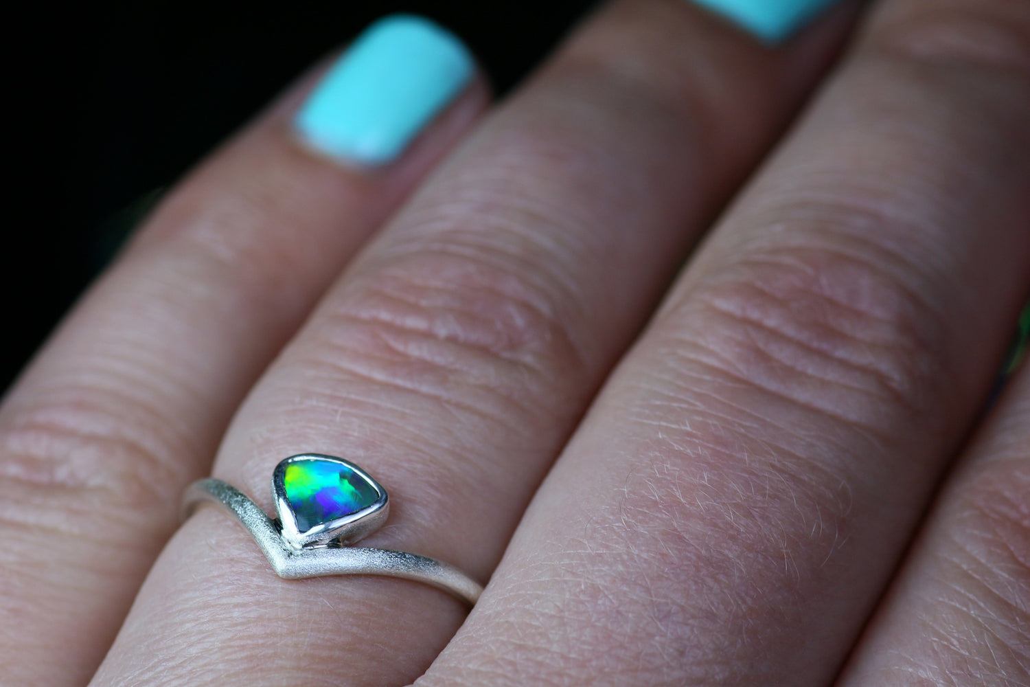 AURALIS Wunderschöner Opal Silberring · Grösse EU 55