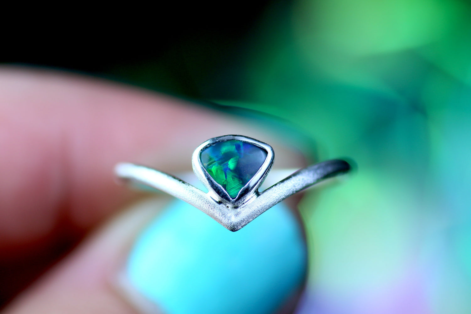 AURALIS Wunderschöner Opal Silberring · Grösse EU 55