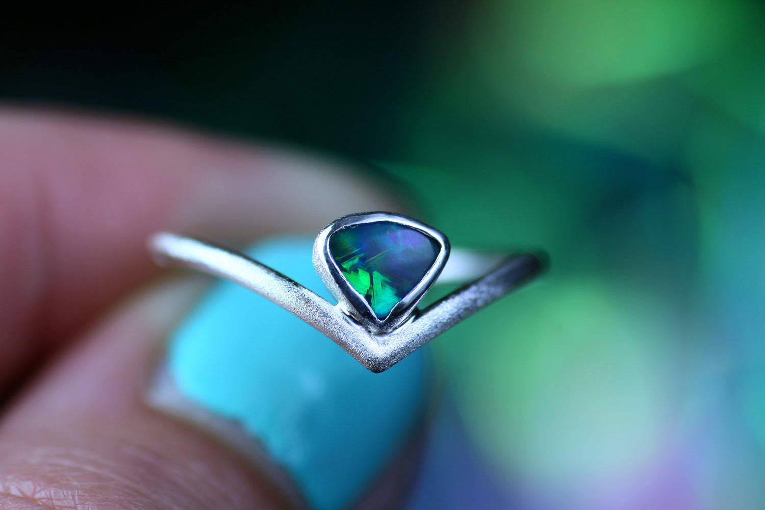 AURALIS Wunderschöner Opal Silberring · Grösse EU 55