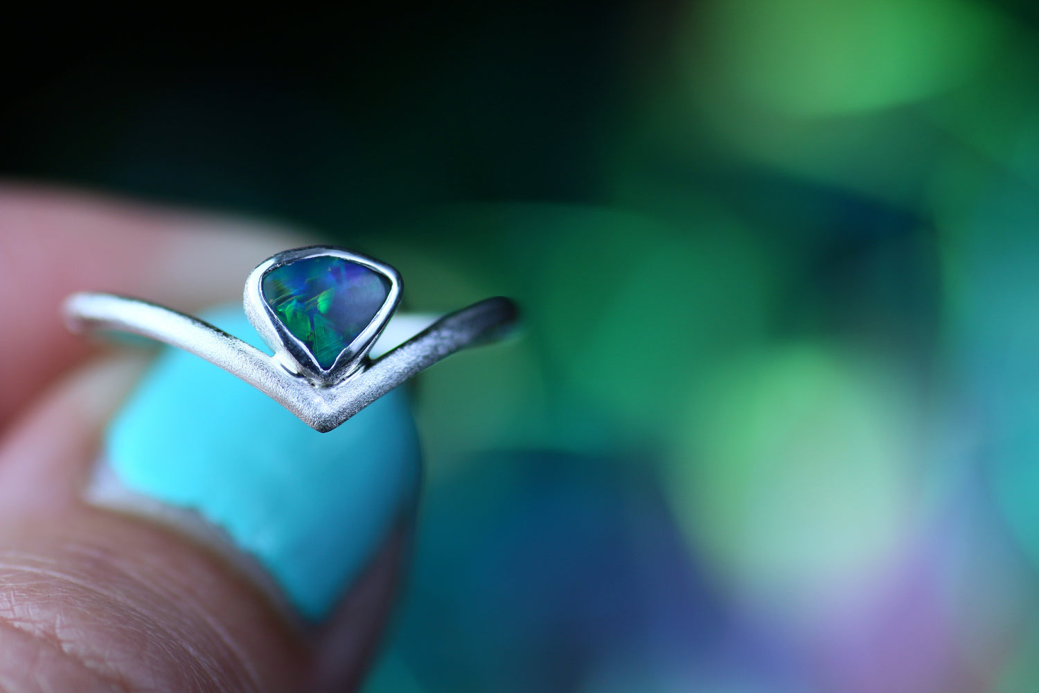 AURALIS Wunderschöner Opal Silberring · Grösse EU 55
