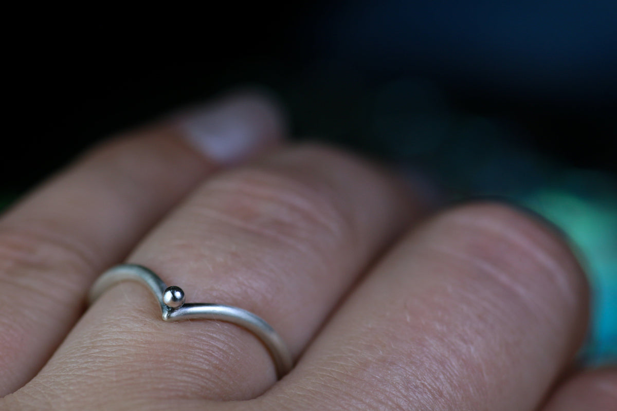 LEDA Ring • Beisteckring aus 925 Silber mit Silberperle · Grösse wählbar