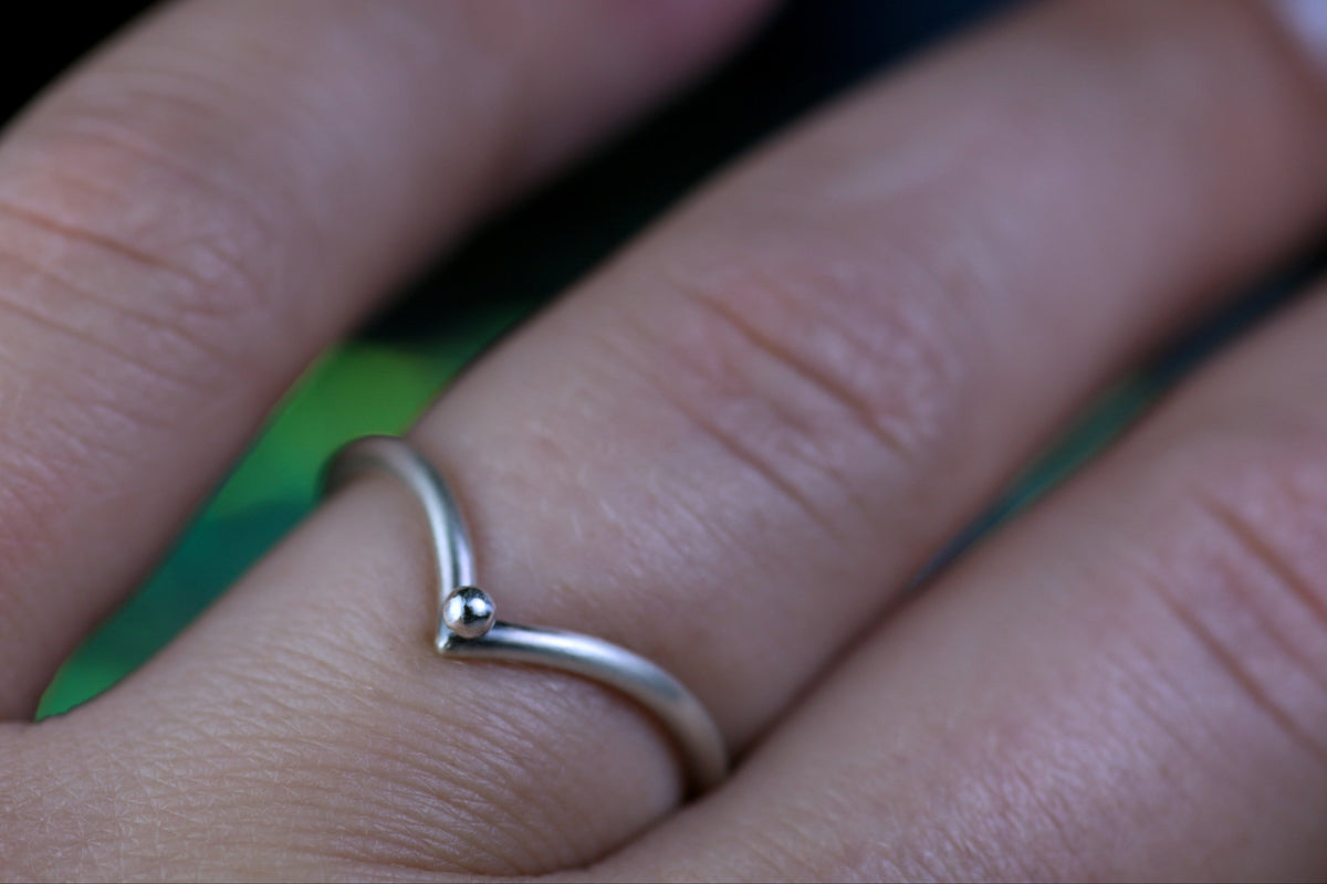 LEDA Ring • Beisteckring aus 925 Silber mit Silberperle · Grösse wählbar