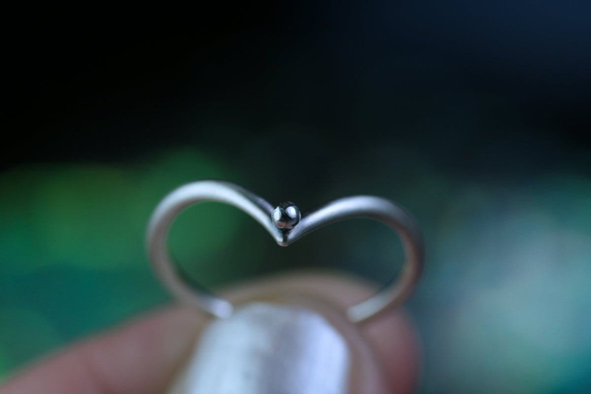 LEDA Ring • Beisteckring aus 925 Silber mit Silberperle · Grösse wählbar